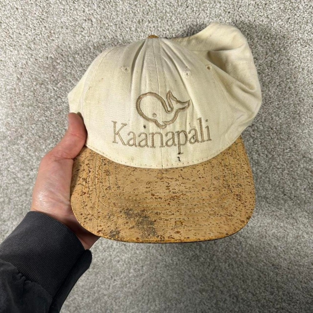 Vintage 90s Kaanapali white and cork brim strap back hat cap